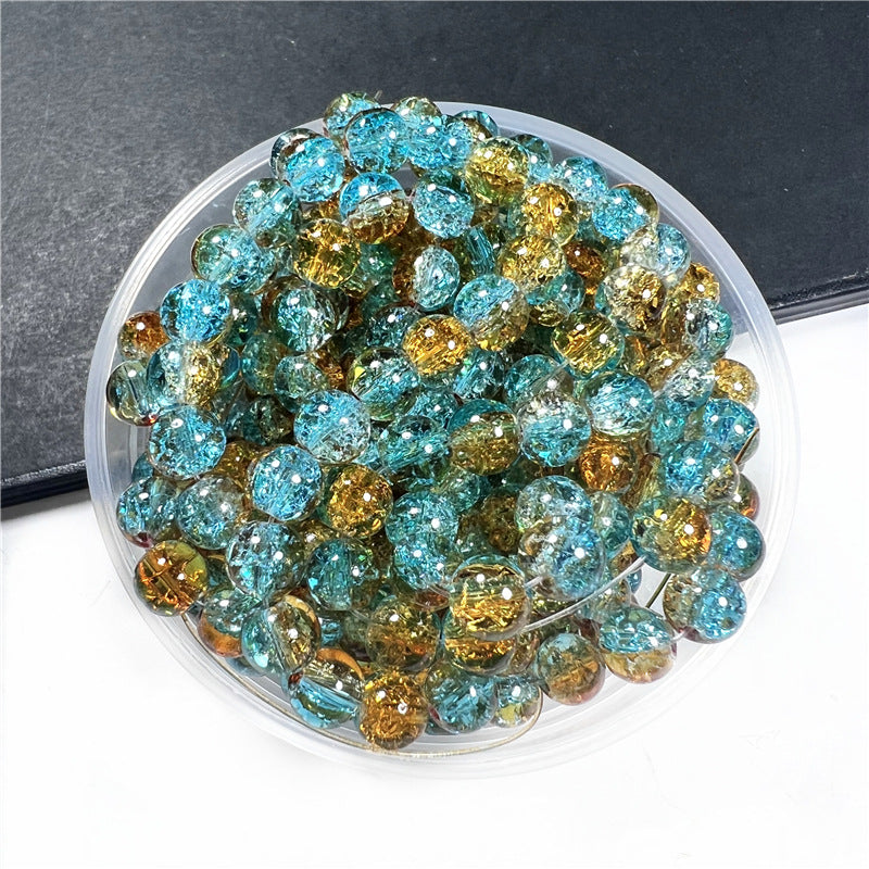 Crackle Flower Glass Beads 8mm Soft Purple Blue Gradient 3 Strands 25