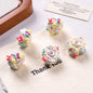 Hand Painted Cake Acrylic Beads 18mm Glossy Pastel Enamel 5pcs 14