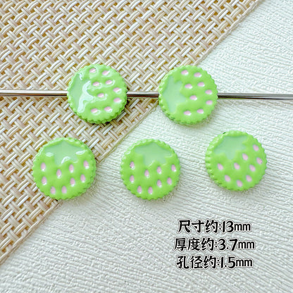 Strawberry Biscuit Metal Beads 13mm Painted Enamel 10pcs 6