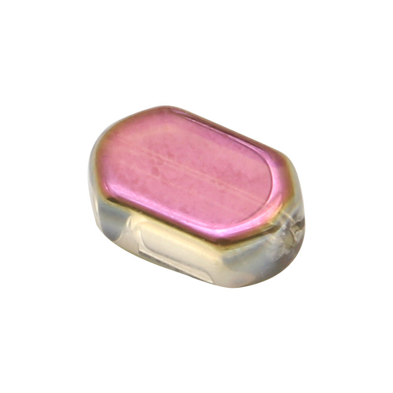 Electroplated Hexagon Glass Beads 10mm Transparent Iridescent 10pcs 5