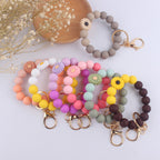 Silicone Beaded Daisy Rose Wristlet Keychain with Gold Clasp 2