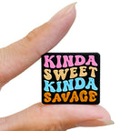 Silicone Focal Beads Kinda Sweet Kinda Savage Colorful Text 20pcs 4