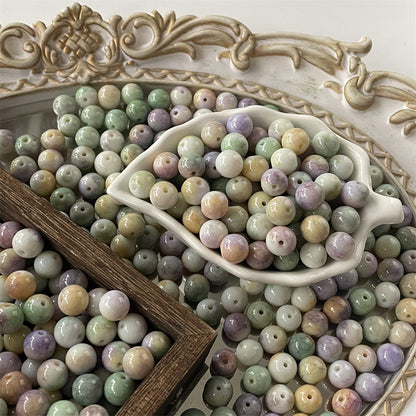 Crackle Round Glass Beads 10mm Imitation Porcelain Pastel Colors 120pcs 14