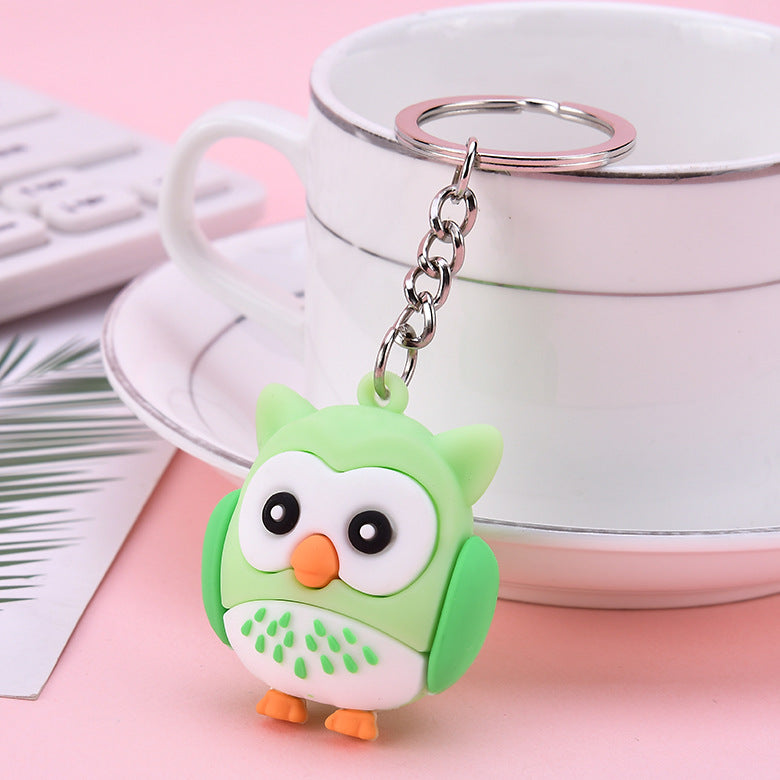 PVC Owl Keychain Cute Animal Charm Bright Colors Assorted 8