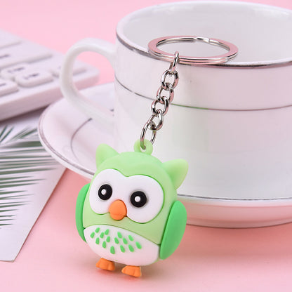 PVC Owl Keychain Cute Animal Charm Bright Colors Assorted 8