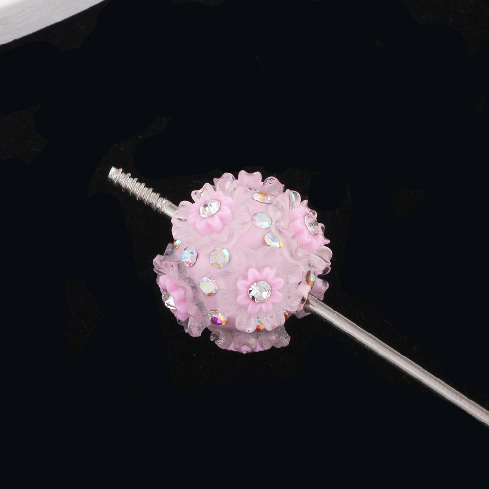 Floral Bubblegum Beads 19mm Little Daisy Cluster Rhinestone 10pcs 7