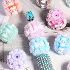 Floral Bubblegum Beads 20mm Bow Rose Cluster Polymer Clay 5pcs 4