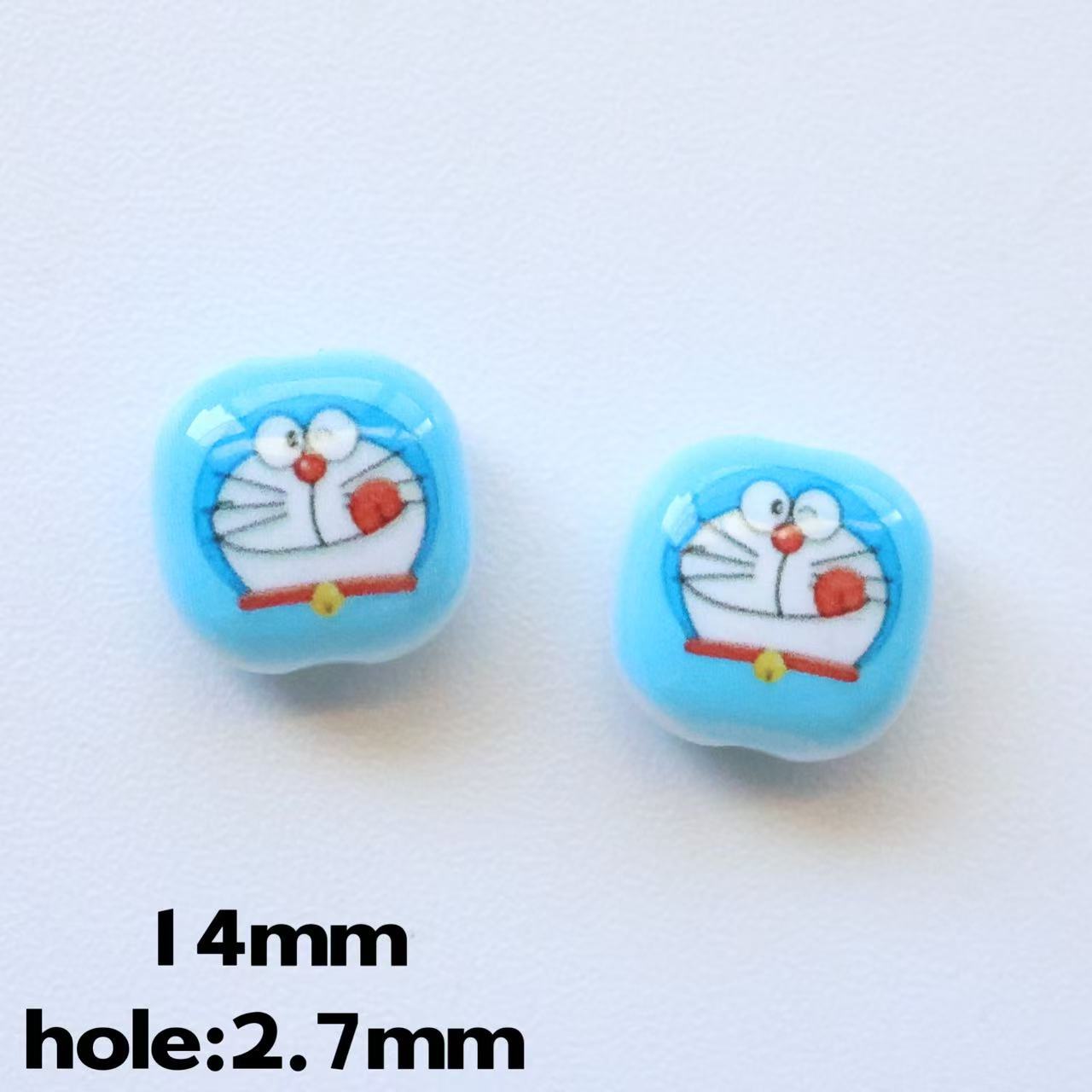 Doraemo Series Acrylic Square Beads 13mm Light Blue White 20pcs 14
