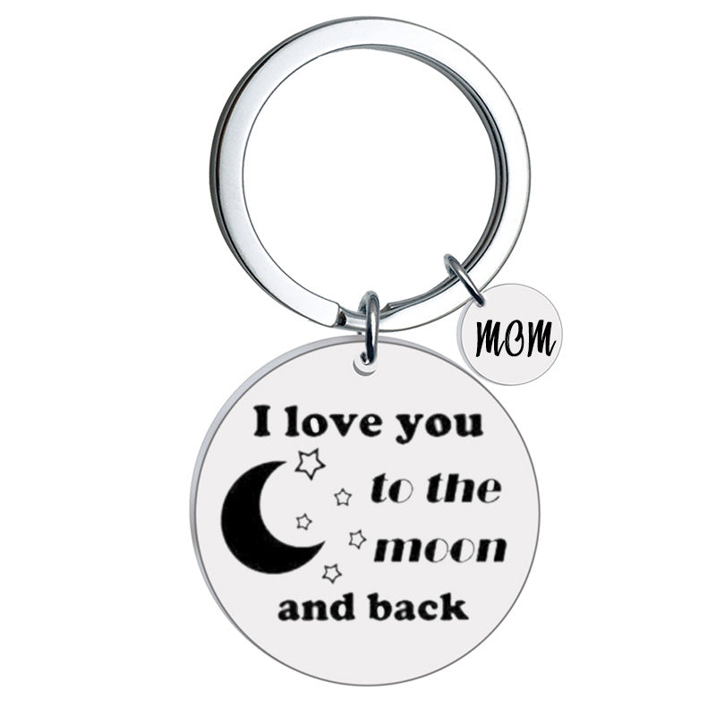 Stainless Steel Star Moon I Love You Inspirational Keychain 4