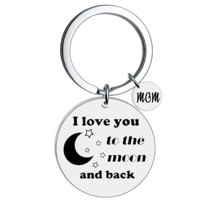 Stainless Steel Star Moon I Love You Inspirational Keychain 4