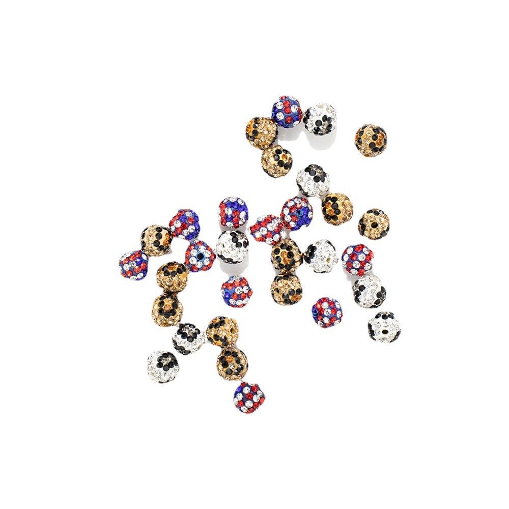 Rhinestone Round Clay Beads 10mm American Flag Pattern 50pcs 5