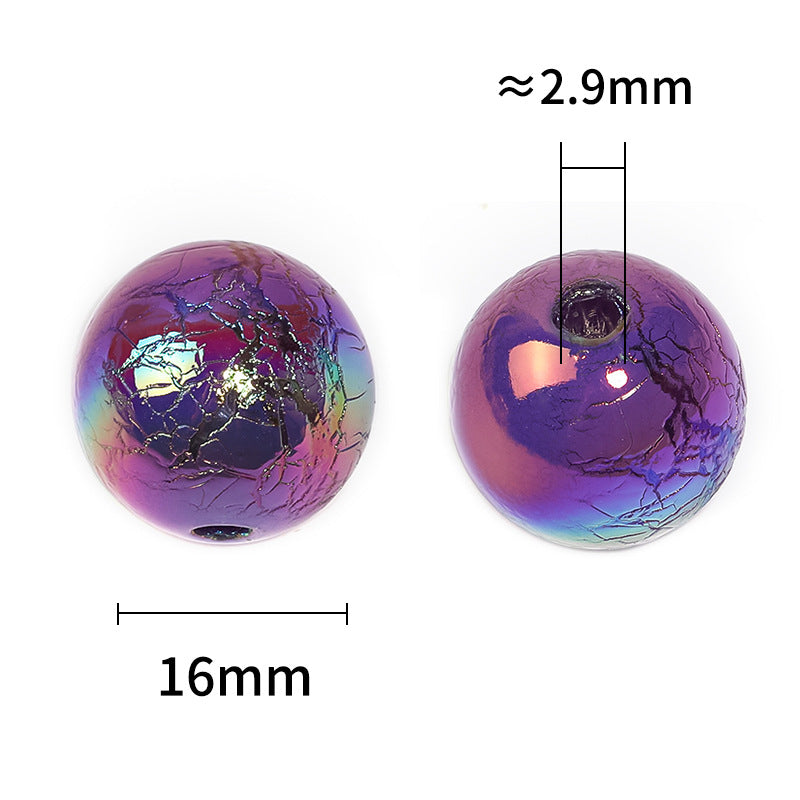 Spray Painted Round Acrylic Beads 16mm UV Plating Crack 50pcs 3