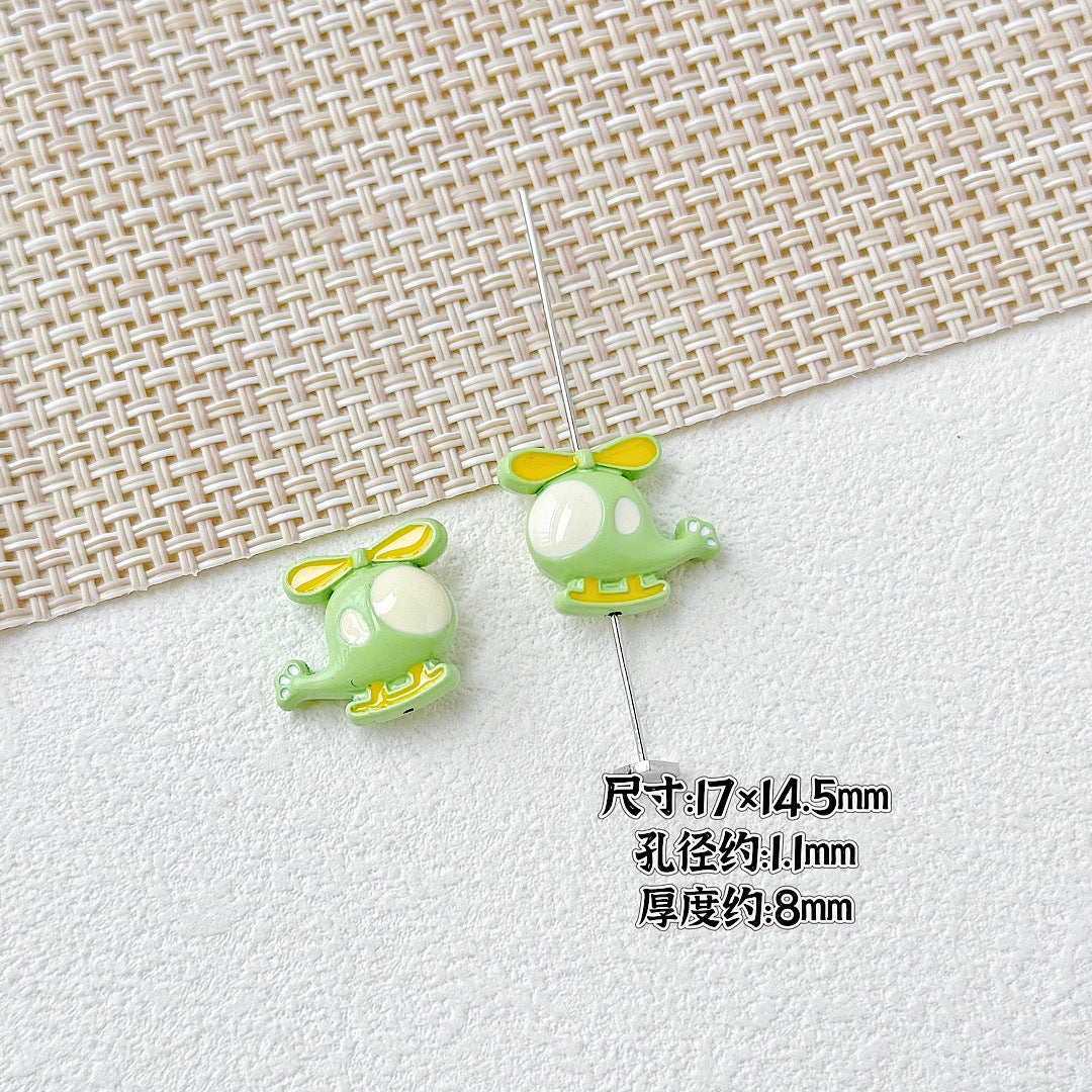 Helicopter and Satellite Metal Beads 17mm Painted Pastel Alloy 10pcs 8