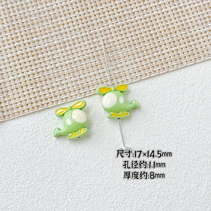 Helicopter and Satellite Metal Beads 17mm Painted Pastel Alloy 10pcs 8