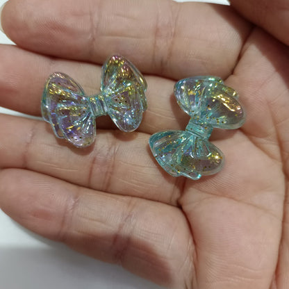 Glow Bow Acrylic Beads 19x27mm Glitter Filled Glow in the Dark 100pcs 7
