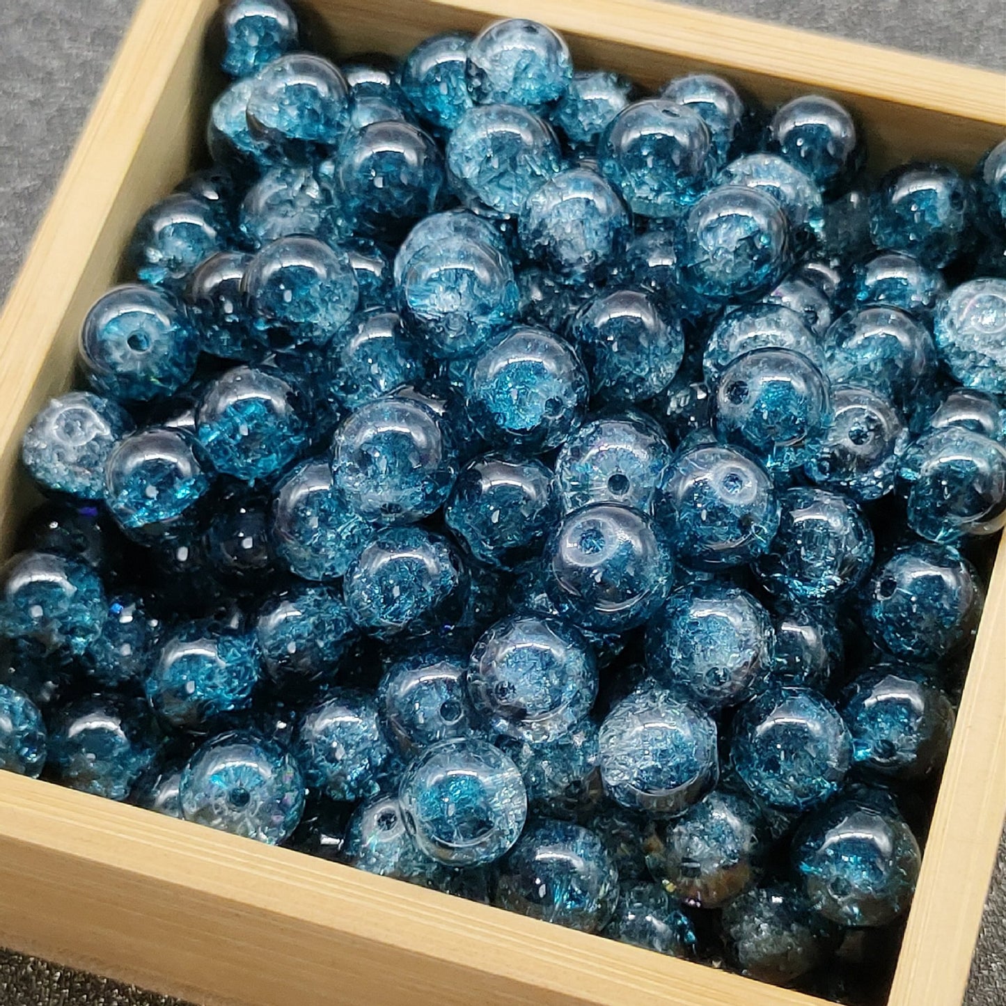 Crackle Glass Beads Round 10mm Transparent Mixed Colors 50pcs 19