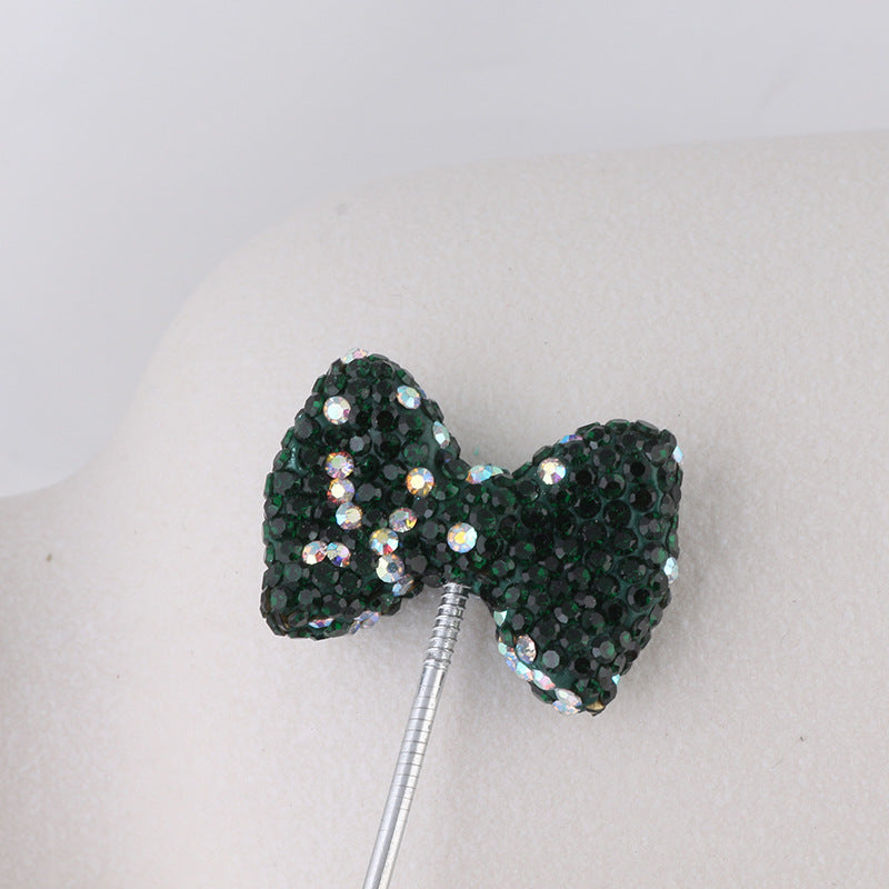 Rhinestone Bow Clay Beads 30mm Full Covered 5pcs 17