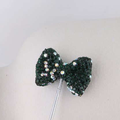 Rhinestone Bow Clay Beads 30mm Full Covered 5pcs 17