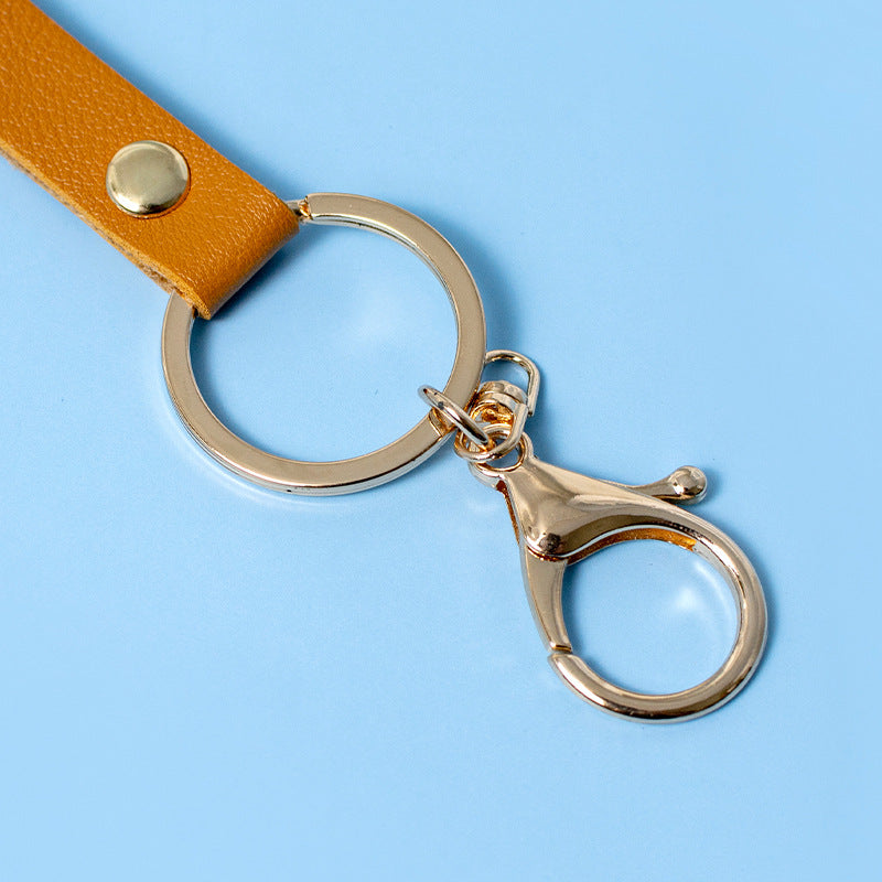 PU Leather Wristlet Keychain with Golden Clasp Multiple Colors 2