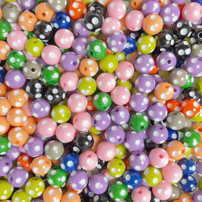 Bright Polka Dot Resin Beads 12mm Glossy Multicolor 20pcs 18