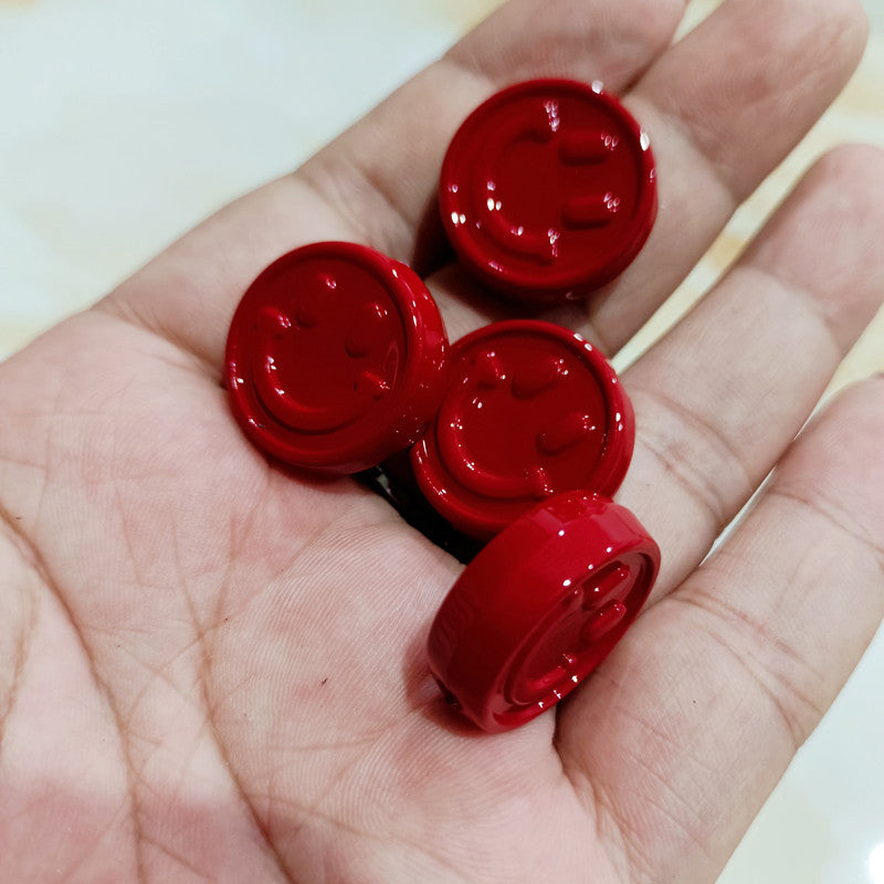 Painted Flat Round Acrylic Beads 20mm Double Smiley Colorful 100pcs 8