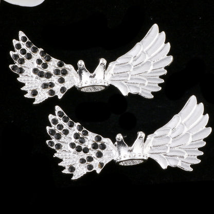 Angel Crown Wing Alloy Rhinestone Beads 25x53mm Detailed 4pcs 8