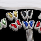 Butterfly Rhinestone Beads 28mm Colorful Silver Alloy 10pcs 4