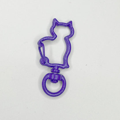 Zinc Alloy Kitten Shaped Colorful Buckle Keychain Clasps 20pcs 37mm 17