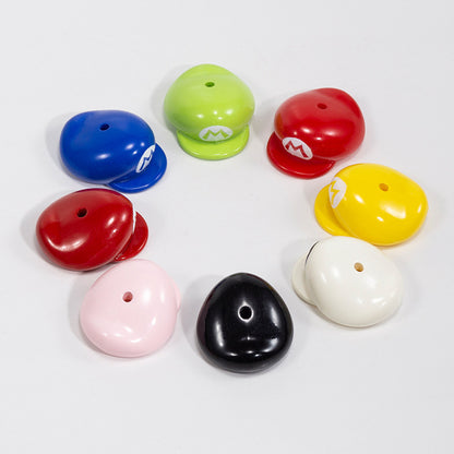 Painted Mario Hat Acrylic Beads 26mm Colorful 10pcs 5