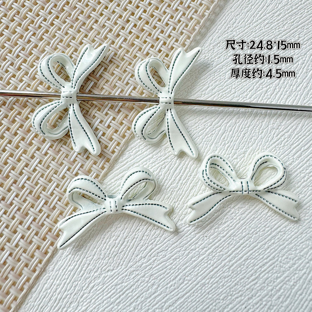 Bow Metal Beads 24mm Painted Lace Pastel Colors 20pcs 6