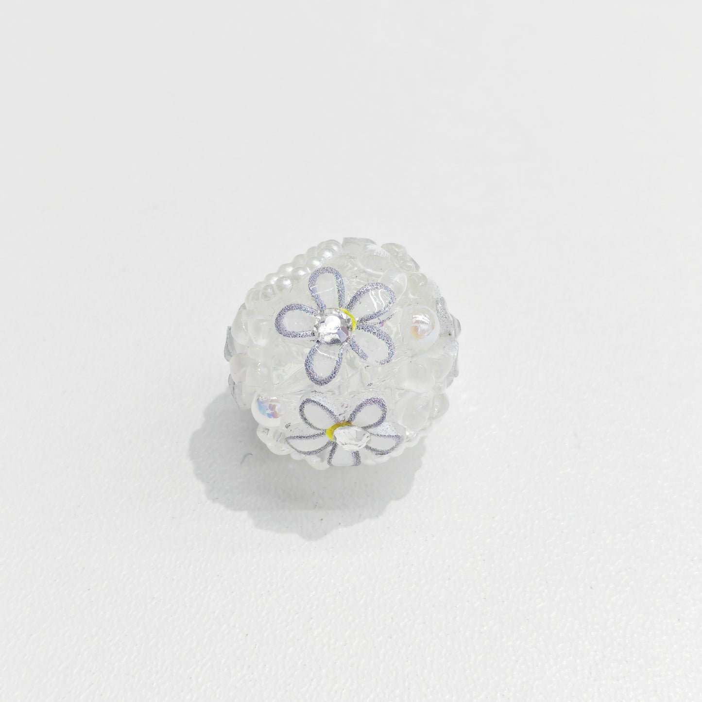 Floral Bubblegum Beads 20mm Matte White with Colorful Flowers 15pcs 5