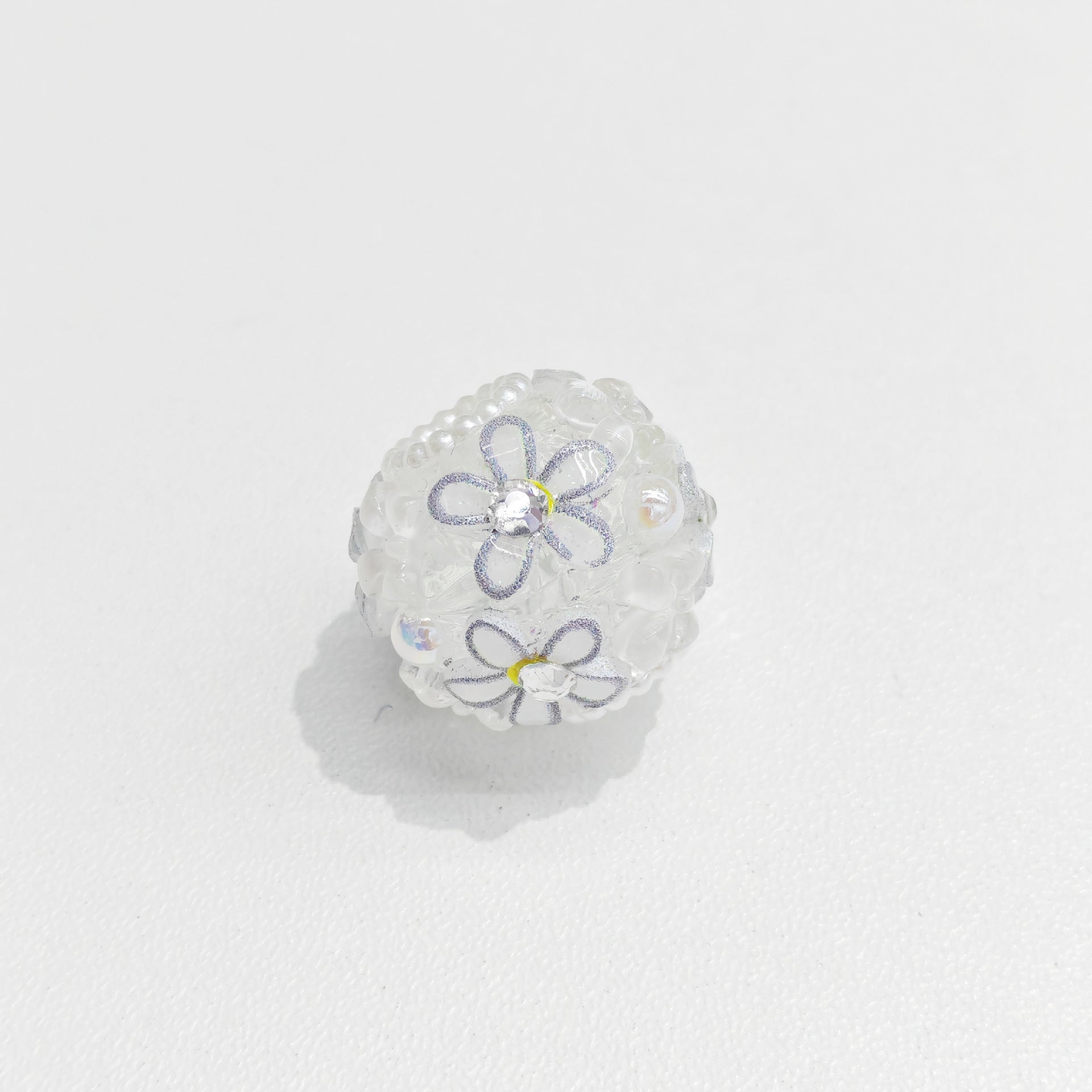 Floral Bubblegum Beads 20mm Matte White with Colorful Flowers 15pcs 5