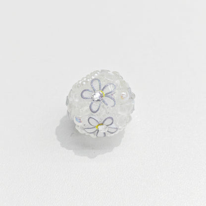 Floral Bubblegum Beads 20mm Matte White with Colorful Flowers 15pcs 5