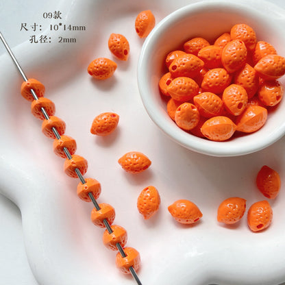 3D Fruit Series Acrylic Beads Playful Glossy Mixed Colors 50pcs 12