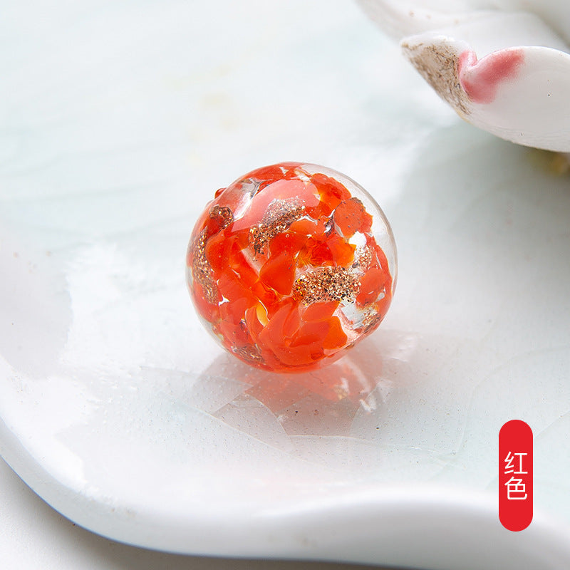 Lampwork Glass Beads Round 10mm 12mm Colorful Gold Foil 50pcs 10