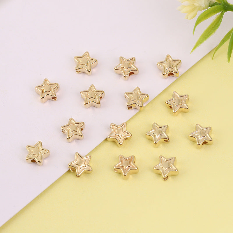 Double-Layer Star Acrylic Beads 6mm Metallic Gold Silver 200pcs 6