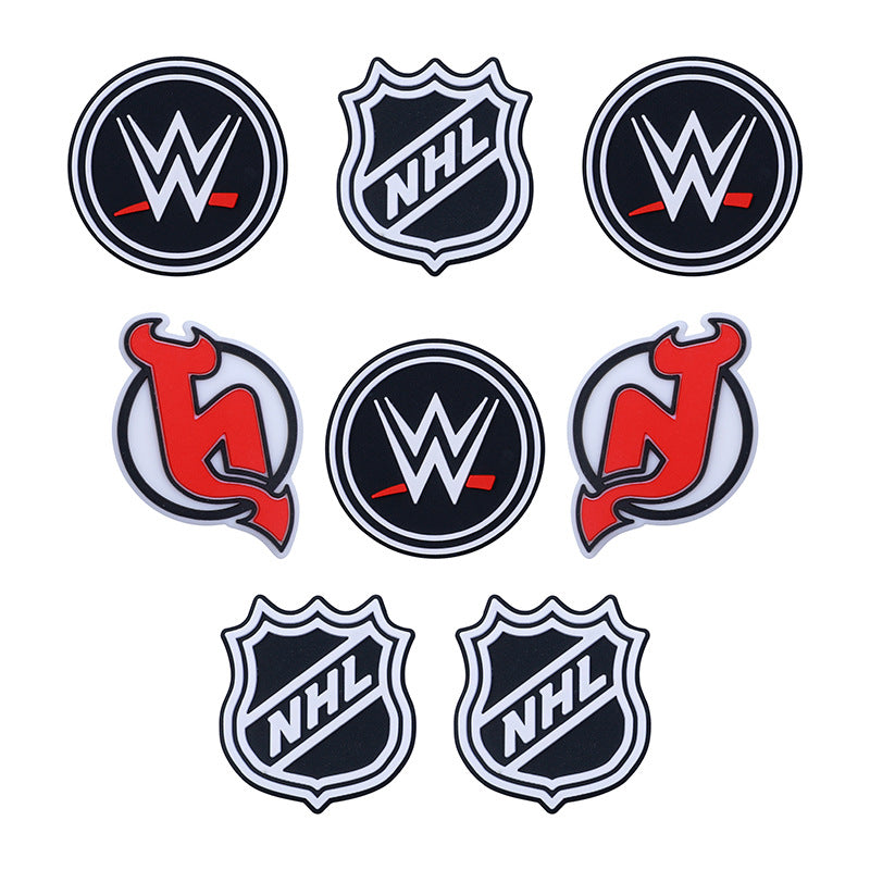 Silicone Focal Beads NHL Hockey League Circle Badge Smiling Face 20pcs