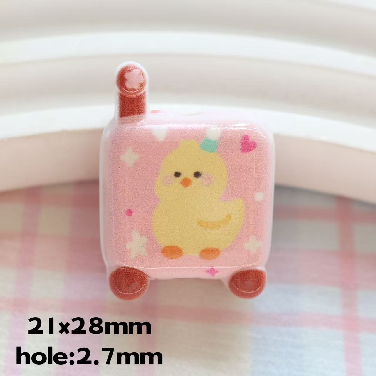 Double-Sided Printed Cartoon Square Acrylic Beads 21mm 20pcs 9