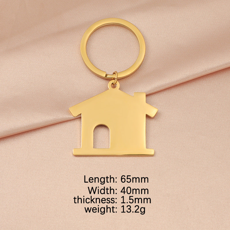 Creative Stainless Steel House Shape Keychain Silver Gold Rose Gold 7