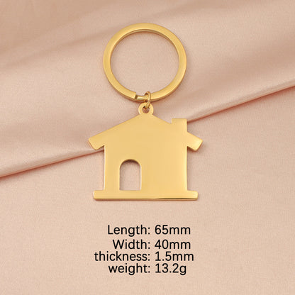 Creative Stainless Steel House Shape Keychain Silver Gold Rose Gold 7