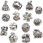 Christmas Series Large Hole Metal Beads Silver Tone Zinc Alloy 1pc 5