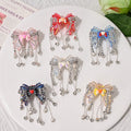 Fancy Tassel Heart Bow Acrylic Beads 58mm Rhinestone 5pcs 2