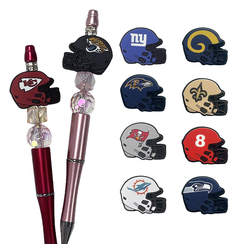 Silicone Focal Beads NFL Teams Helmet Printed Logos 20pcs 3