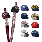 Silicone Focal Beads NFL Teams Helmet Printed Logos 20pcs 3