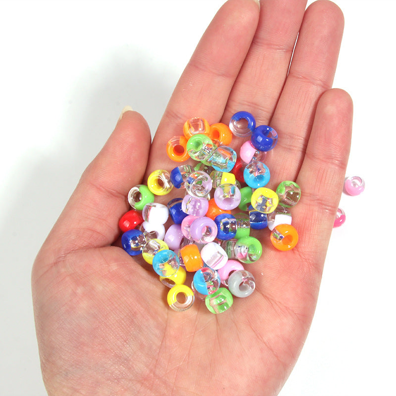 Clear Two-color Pony Beads 9mm Translucent Mixed Colors 200pcs 4