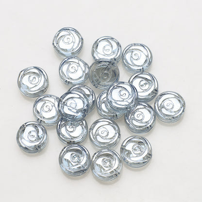 Rose Plated Glass Beads 10mm Glossy Spiral Floral Design 30pcs 10