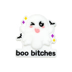 Silicone Focal Beads Halloween Winking Ghost With Printed Text 20pcs 5