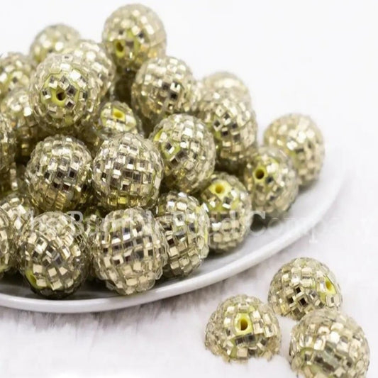 Disco Ball Bubblegum Beads 16mm Gold Chunky Acrylic 5pcs 2
