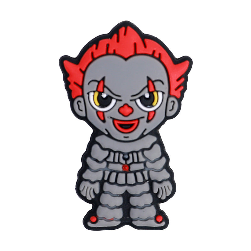 Silicone Focal Beads Halloween Jason Joker Horror Faces 10pcs 5
