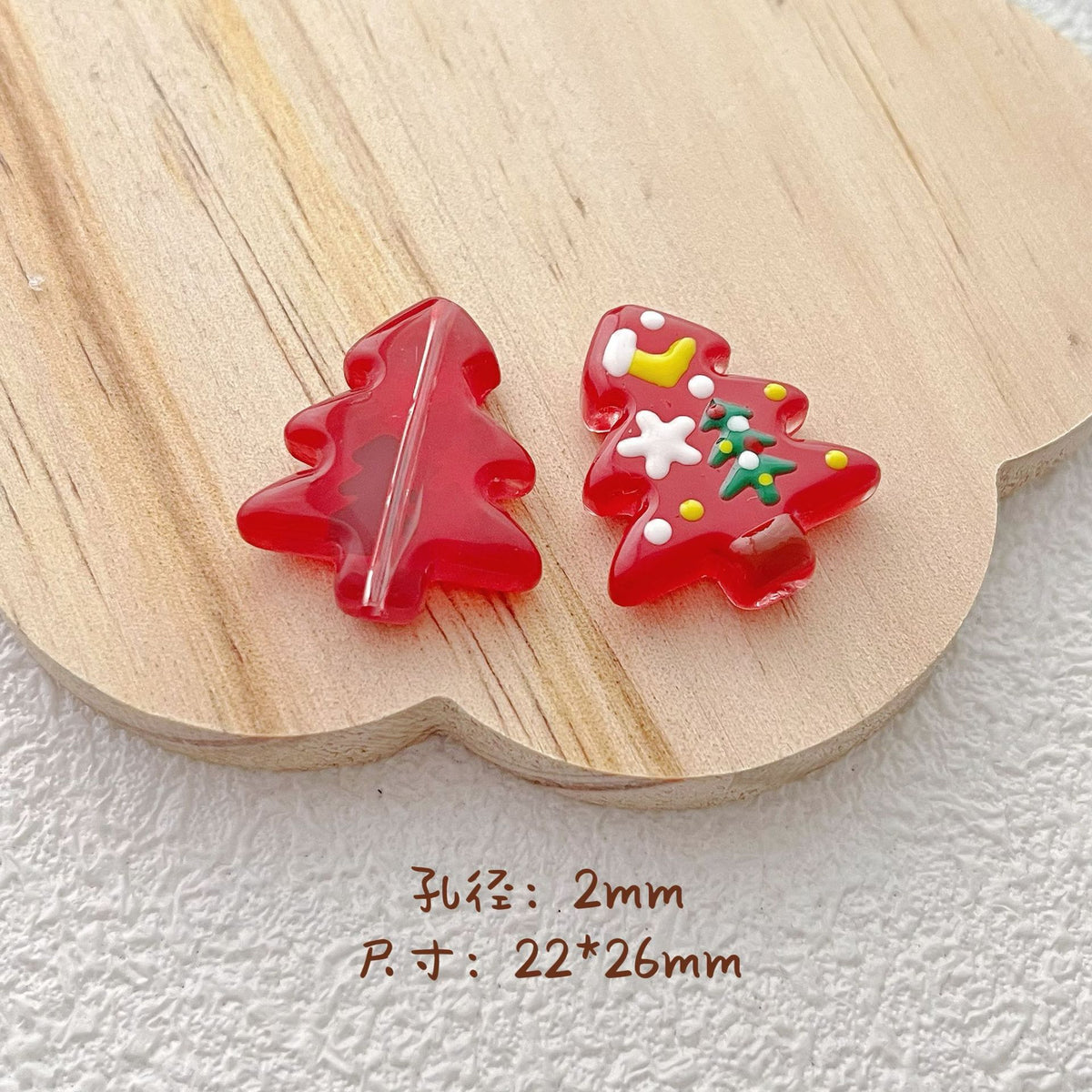 Hand Painted Christmas Tree Glass Beads 26mm Cartoon Pattern 1pc 5